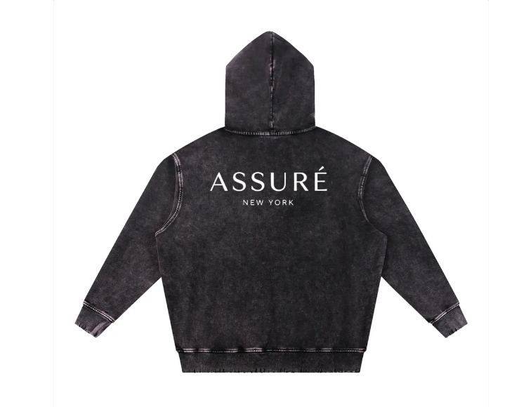 ASSURÉ Men's Premium Wash Hand-Frayed Heavyweight Jogger Sweatsuit