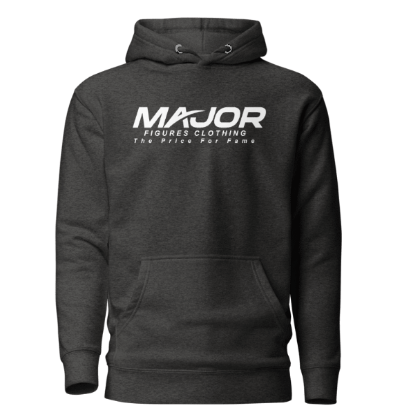 Embroidered Major Figures Clothing Hoodie Charcoal Grey and White- Men's