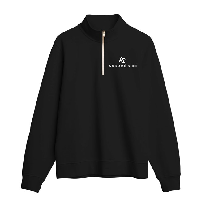 ASSURÉ & CO Men's Organic Embroidery Signature French Terry Heavyweight Quarter Zip