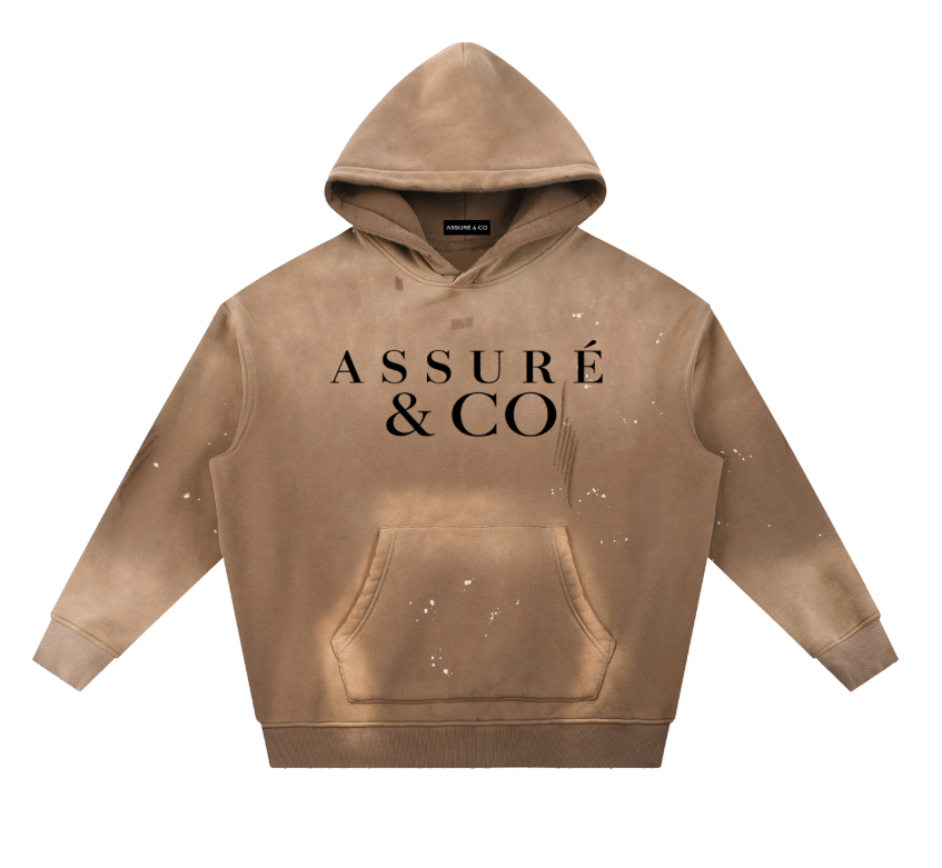 ASSURÉ & CO Vintage Washed Frayed Men's Heavyweight Hoodie