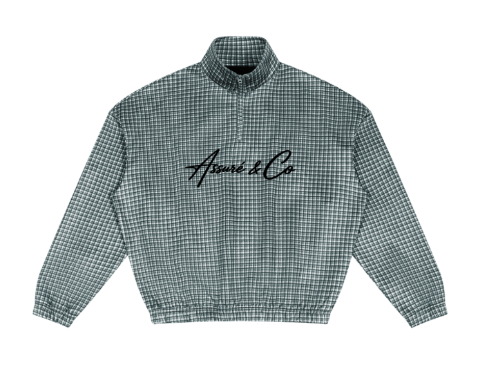 ASSURÉ & CO Men's Plaid Quarter-Zip SweatSuit-Shorts