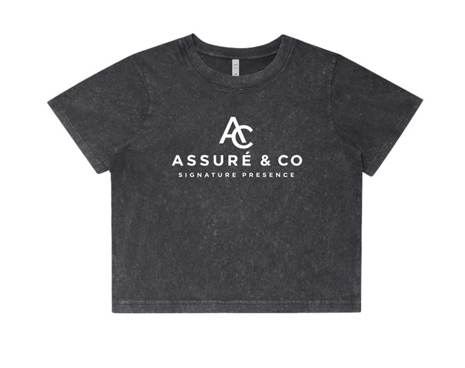 ASSURÉ & CO Women's Signature Stone Wash Crop Heavyweight Tee