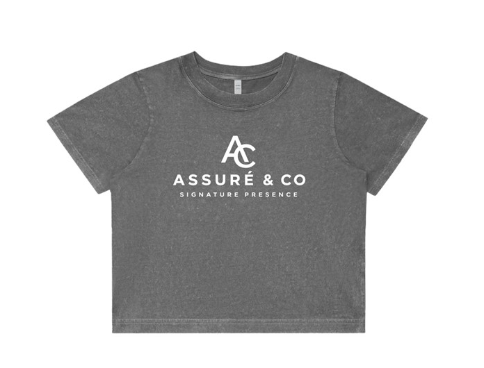 ASSURÉ & CO Women's Signature Stone Wash Crop Heavyweight Tee