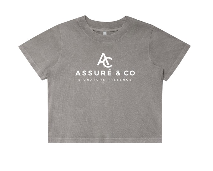 ASSURÉ & CO Women's Signature Stone Wash Crop Heavyweight Tee