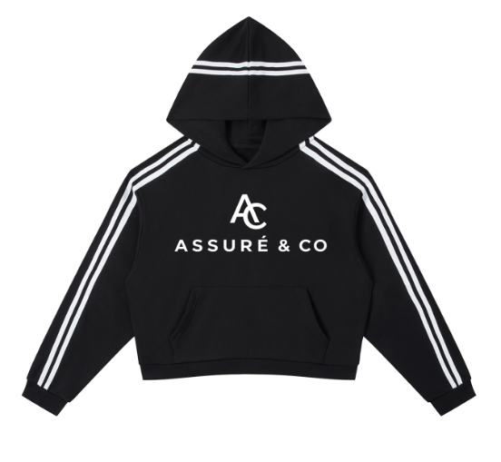 ASSURÉ & CO Women's Side Stripe Cropped Luxe Hoodie
