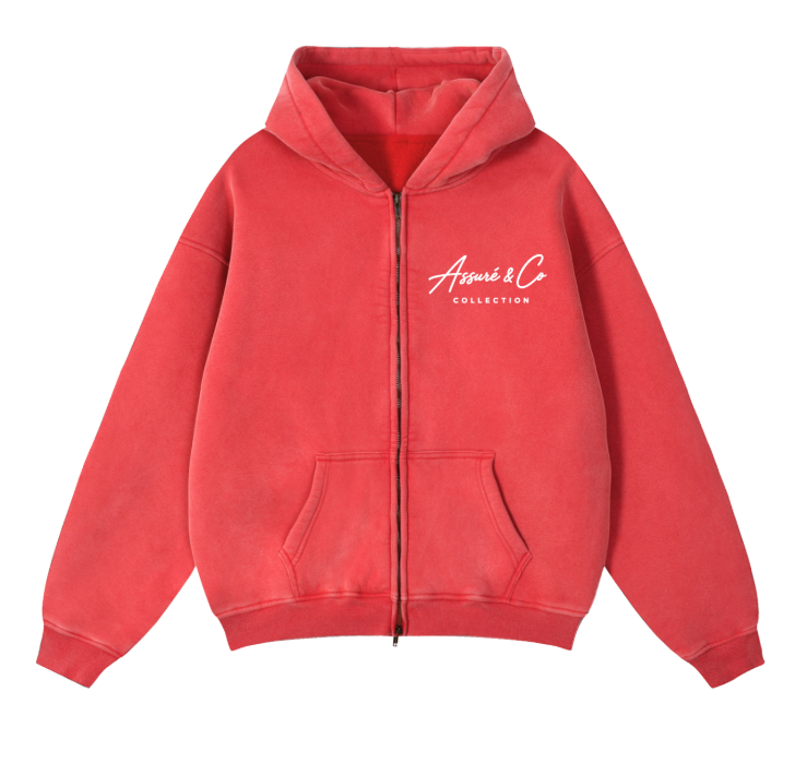 ASSURÉ & CO Collection Snow Washed Heavyweight Zip Hoodie Sweatsuit