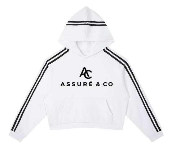 ASSURÉ & CO Women's Side Stripe Cropped Luxe Hoodie